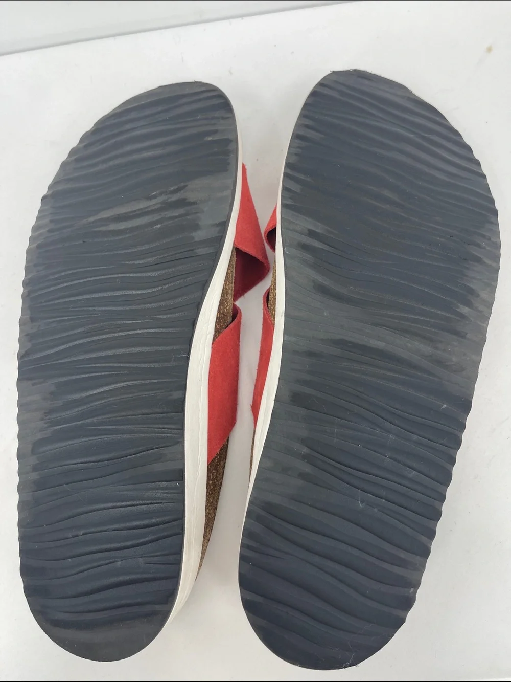 AETREX Comfort Suede Crossband Slide Sandals - Red WOMENS SIZE 10.5-11 LEATHER